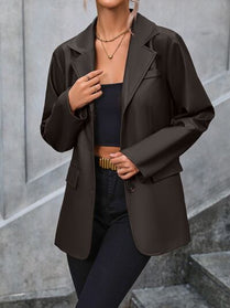Pocketed Button Up Blazer - Hey Love Boutique