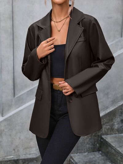 Pocketed Button Up Blazer - Hey Love Boutique