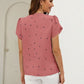 Heart Print Notched Petal Sleeve Blouse - Hey Love Boutique