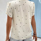 Heart Print Notched Petal Sleeve Blouse - Hey Love Boutique