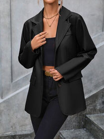 Pocketed Button Up Blazer - Hey Love Boutique