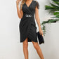 Ruched Surplice Cap Sleeve Mini Dress - Hey Love Boutique