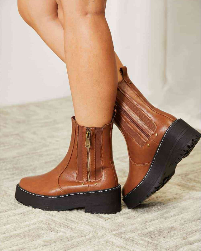Side Zip Platform Boots