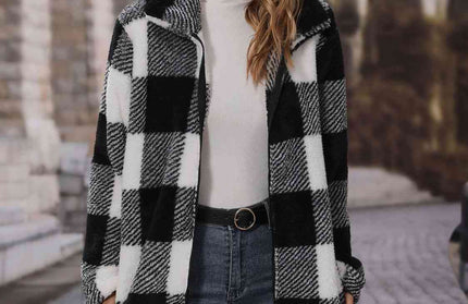 Plaid Coat with Pockets - Hey Love Boutique