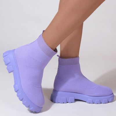 Mesh Round Toe Platform Boots - Hey Love Boutique