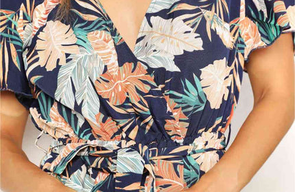 Double Take Botanical Print Romper