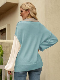 Block  Shoulder Sweater - Hey Love Boutique
