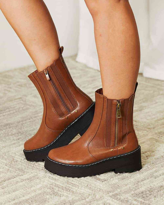 Side Zip Platform Boots
