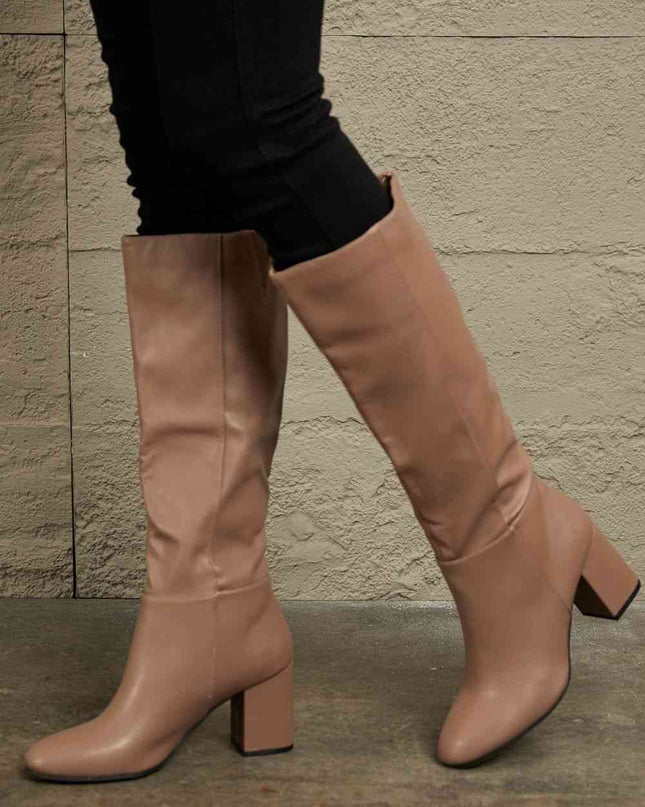 Block Heel Knee High Boots - Hey Love Boutique