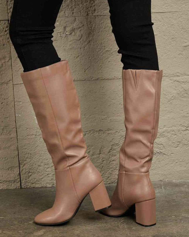 Block Heel Knee High Boots - Hey Love Boutique