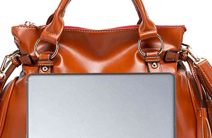 Leather Handbag with Tassels