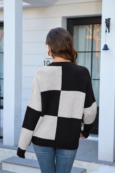 Brown Block Sweater - Hey Love Boutique