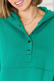 Zenana Half Snap Long Sleeve Hoodie - Hey Love Boutique