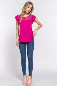 Ruffle Lace Detail Knit Top - Hey Love Boutique