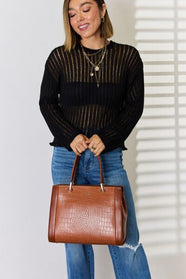 Texture PU Leather Handbag - Hey Love Boutique