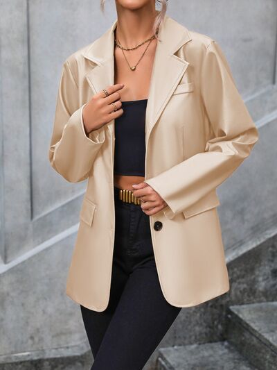 Pocketed Button Up Blazer - Hey Love Boutique