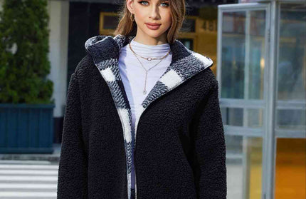 Two-Side Wear Hooded Coat - Hey Love Boutique