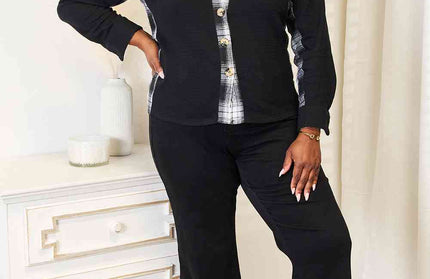 Plaid Collared Jacket - Hey Love Boutique