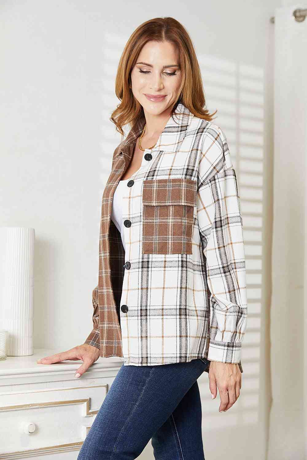 Contrast Button Up Shirt - Hey Love Boutique