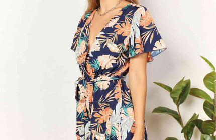 Double Take Botanical Print Romper
