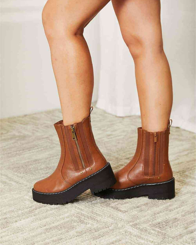 Side Zip Platform Boots