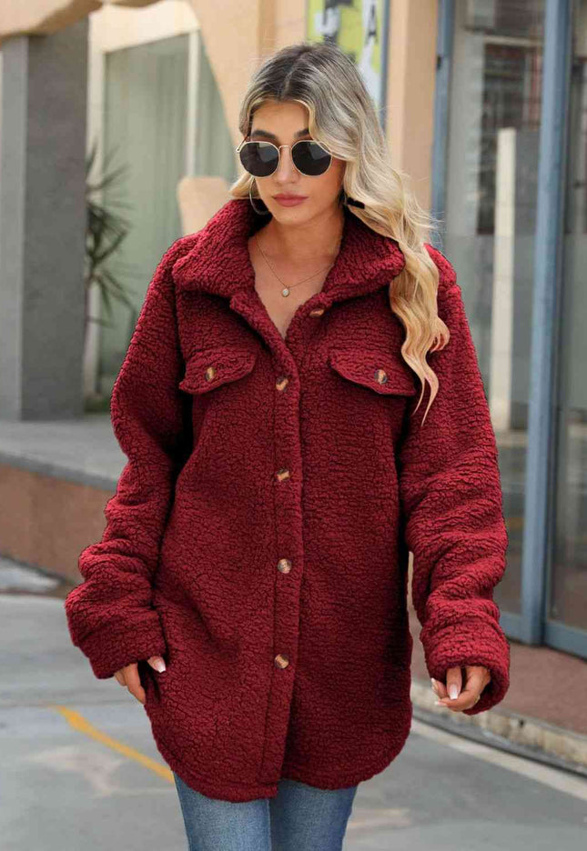 Button Down Collared Coat - Hey Love Boutique