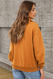 Quarter Zip Dropped Shoulder Sweatshirt - Hey Love Boutique
