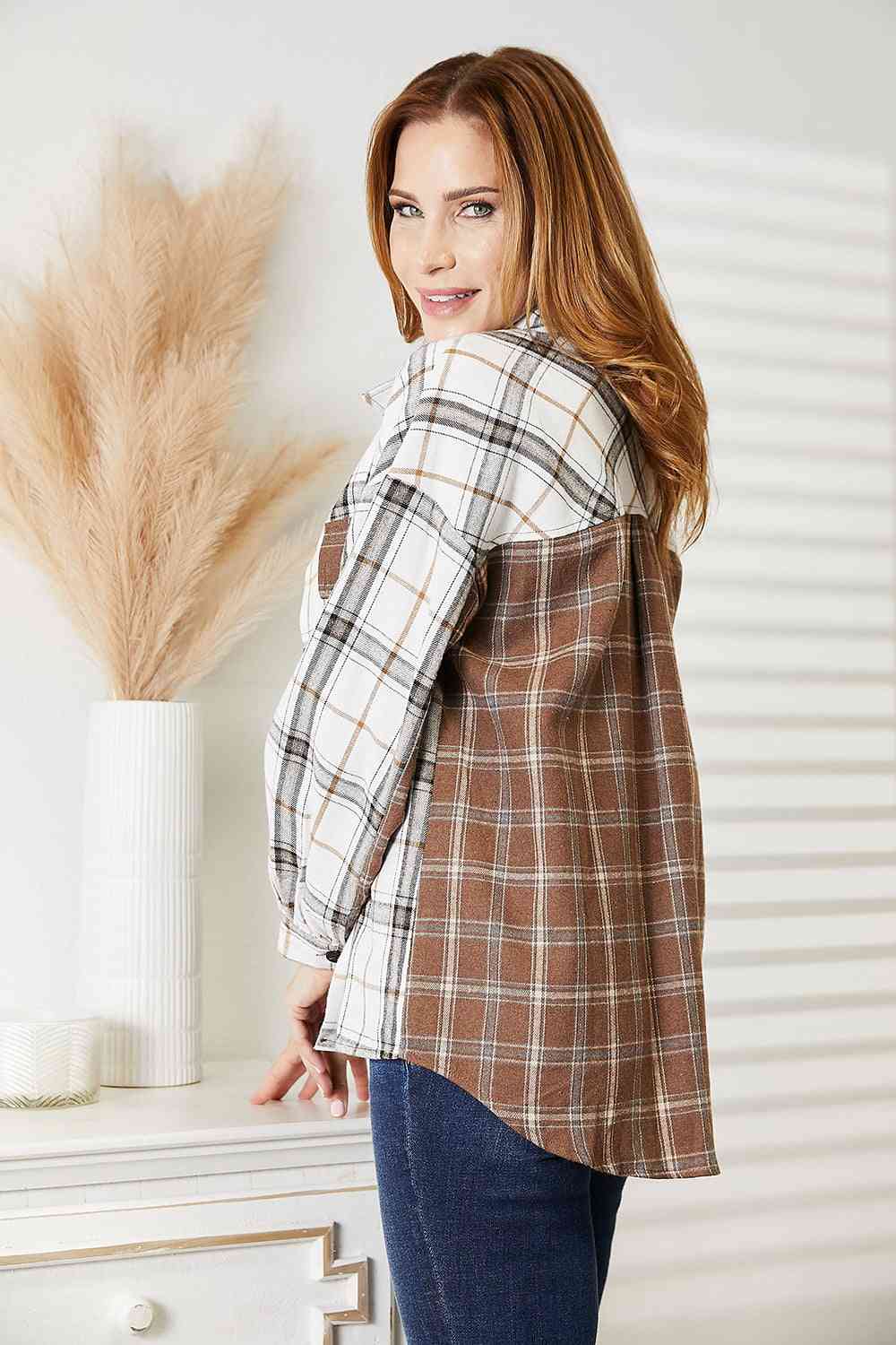 Contrast Button Up Shirt - Hey Love Boutique