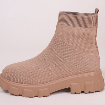 Mesh Round Toe Platform Boots - Hey Love Boutique