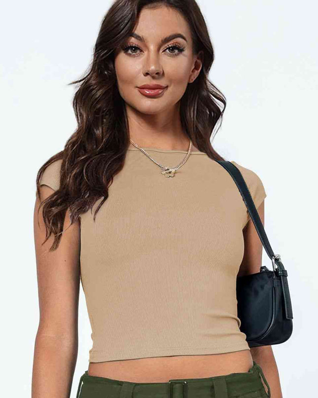 Round Neck Backless Short Sleeve Tee - Hey Love Boutique